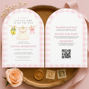 Sweet Little One Lemon Clothesline Baby Shower Invitation