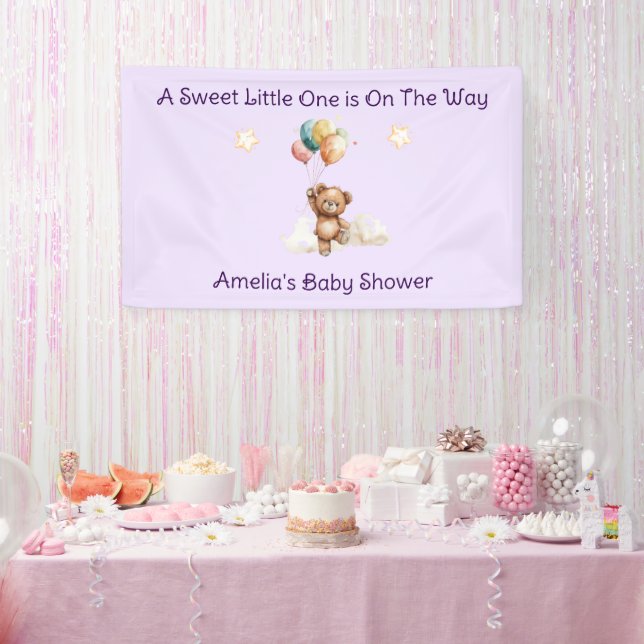 Sweet Little One on the Way Lavender Baby Shower Banner (Party)