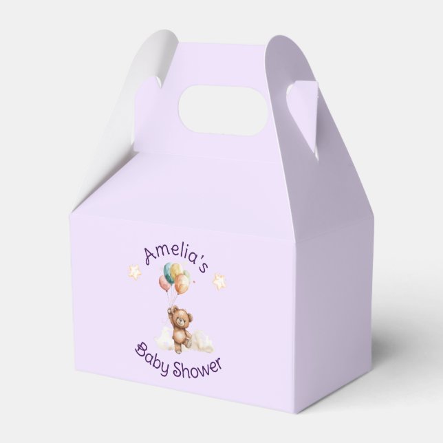 Sweet Little One on the Way Lavender Baby Shower Favour Box (Front Side)