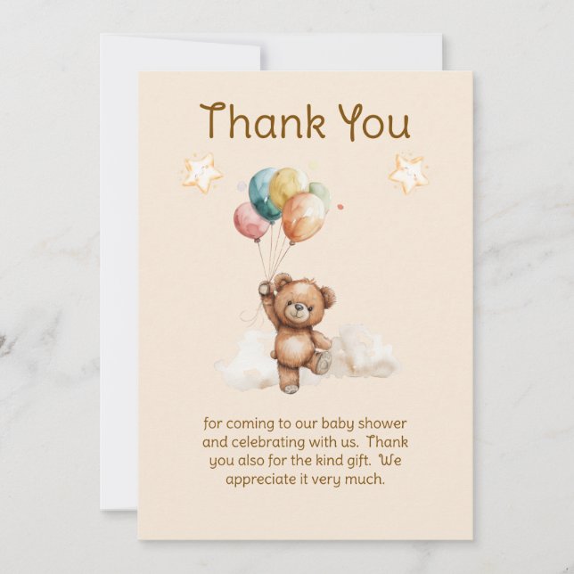 Sweet Little One on the Way Neutral Baby Shower  Thank You Card (Front)