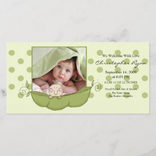 Sweet Little Pea Baby Boy Birth Annoucement Announcement