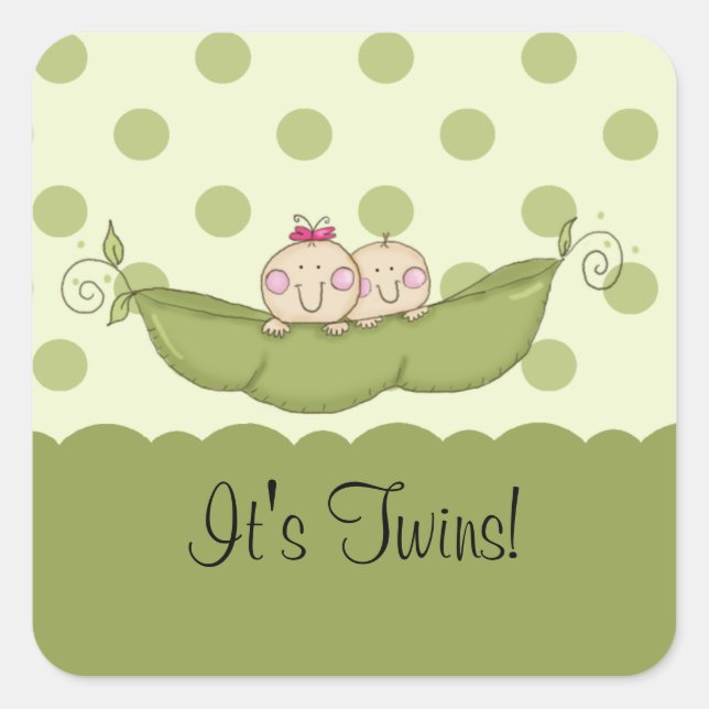 Sweet Little Pea Baby Twins Square Sticker (Front)