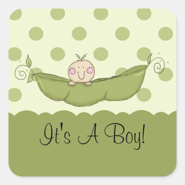 Sweet Little Pea It's A Boy Square Sticker (Front)