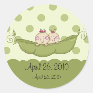 Sweet Little Pea Twin Girls Baby Shower Sticker