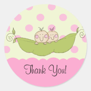 Sweet Little Pea Twins Baby Shower Sticker Pink