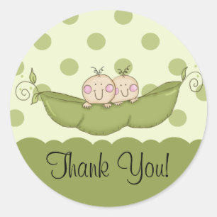 Sweet Little Pea Twins Thank You Sticker