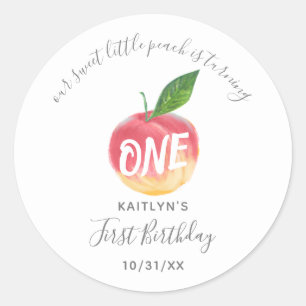 Sweet Little Peach 1st Birthday Classic Round Sticker