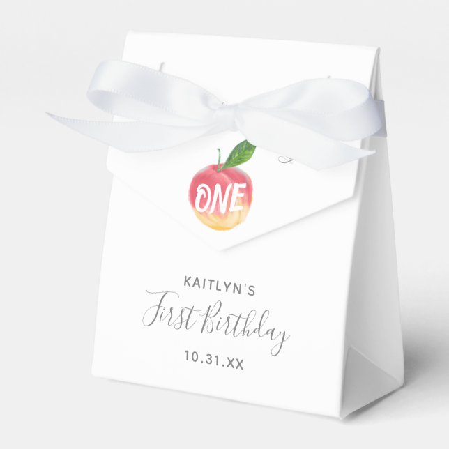 Sweet Little Peach 1st Birthday Favour Box (Front Side)