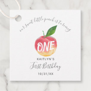 Sweet Little Peach 1st Birthday Favour Tags