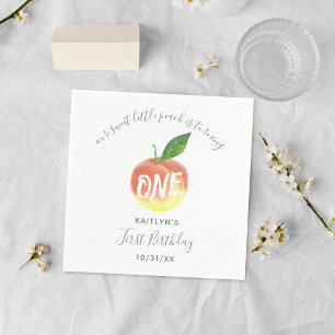 Sweet Little Peach 1st Birthday Napkin