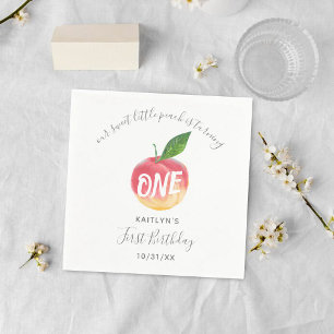 Sweet Little Peach 1st Birthday Napkin