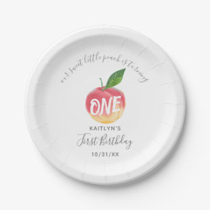 Sweet Little Peach 1st Birthday Paper Plate