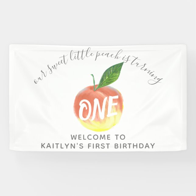 Sweet Little Peach 1st Birthday Welcome Banner (Horizontal)