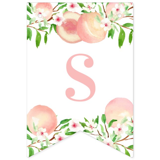 Sweet Little Peach Baby or Bridal Shower Party Bunting (First Flag)