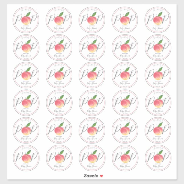 Sweet Little Peach Baby Shower 2" Round (Sheet)