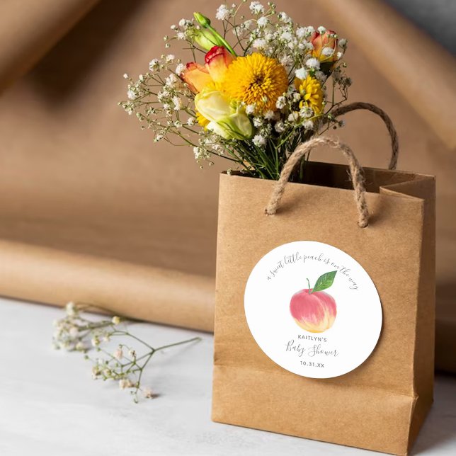 Sweet Little Peach Baby Shower 2" Round (Creator Uploaded)