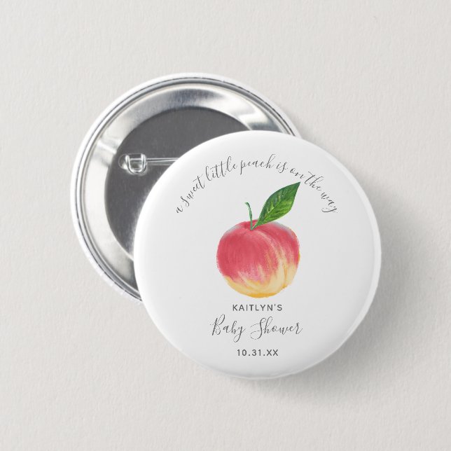 Sweet Little Peach Baby Shower 6 Cm Round Badge (Front & Back)