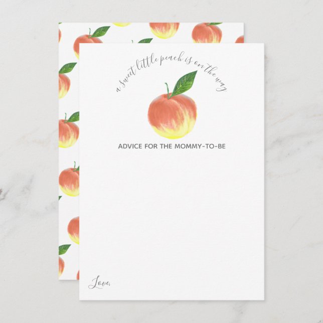 Sweet Little Peach Baby Shower Advice Card (Front/Back)