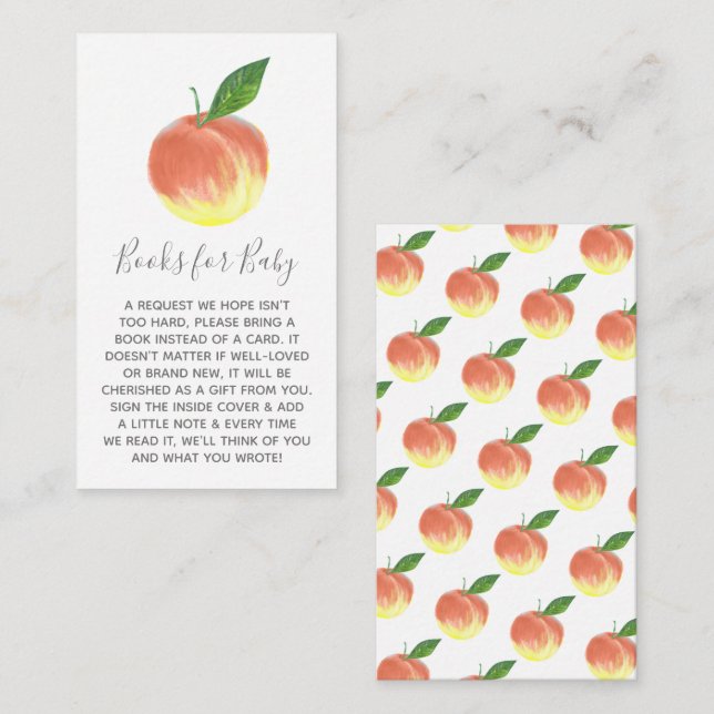 Sweet Little Peach Baby Shower Book Request Enclosure Card (Front/Back)