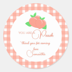 Sweet Little Peach Baby Shower  Classic Round Sticker
