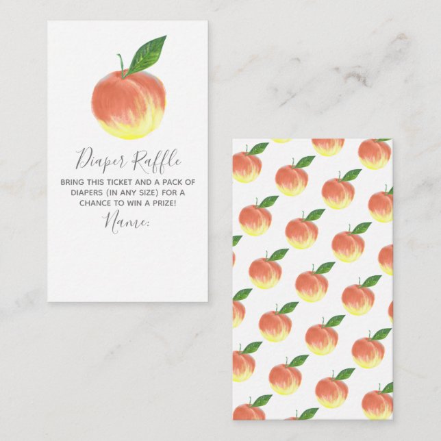 Sweet Little Peach Baby Shower Diaper Raffle Enclosure Card (Front/Back)