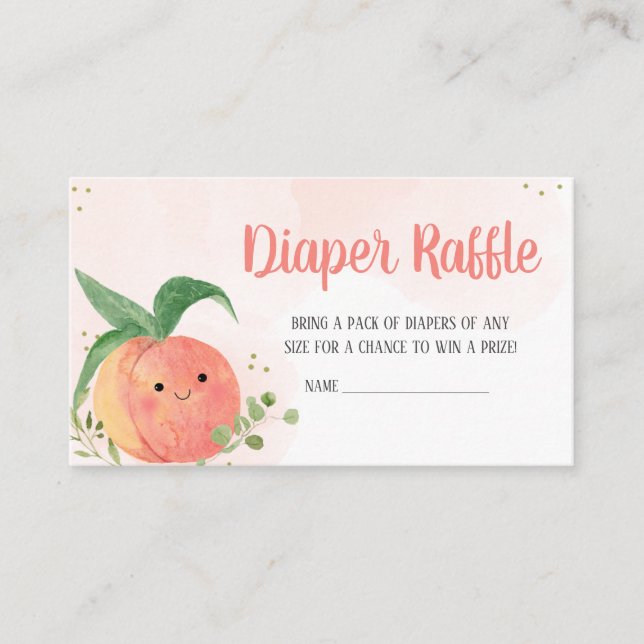 Sweet Little Peach Baby Shower Diaper Raffle Enclosure Card (Front)