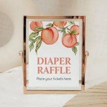 Sweet Little Peach Baby Shower Diaper Raffle Sign