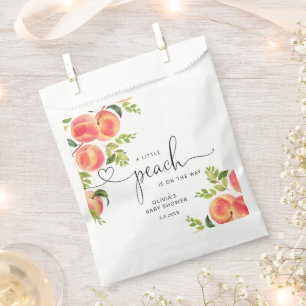 Sweet little peach baby shower favour bags