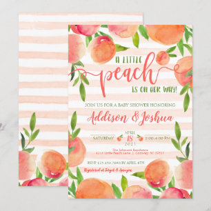 Sweet Little Peach Baby Shower Invitation