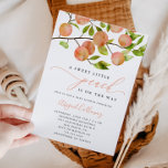 Sweet Little Peach Baby Shower Invitation<br><div class="desc">Rustic peach theme gender neutral baby shower invitation card featuring illustration of the garden fruit on a tree branch. Perfect for a girl's shower in the summer.</div>