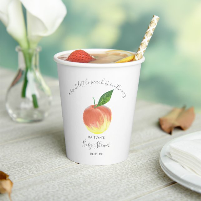 Sweet Little Peach Baby Shower Paper Cups (Insitu)