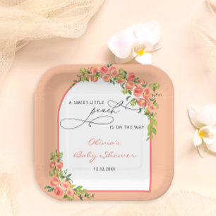 Sweet Little Peach Baby Shower Paper Plate