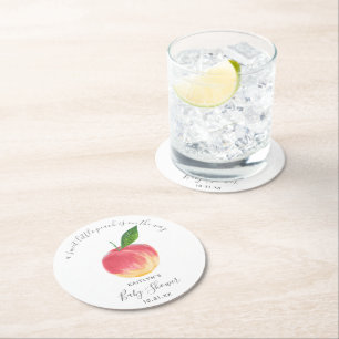 Sweet Little Peach Baby Shower Round Paper Coaster