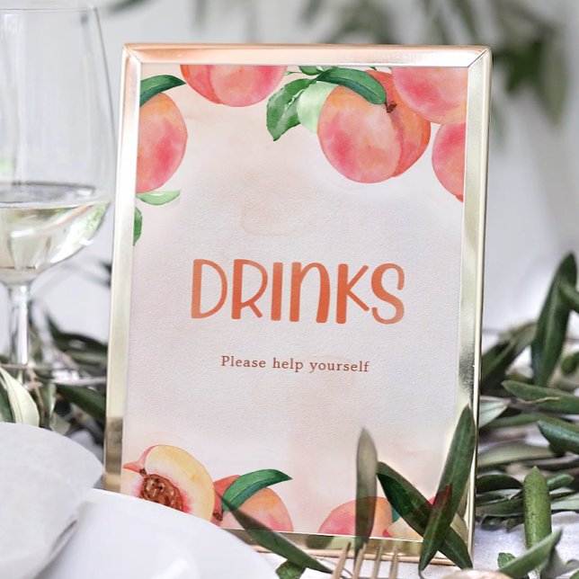 Sweet Little Peach Baby Shower Sign Drinks (Creator Uploaded)