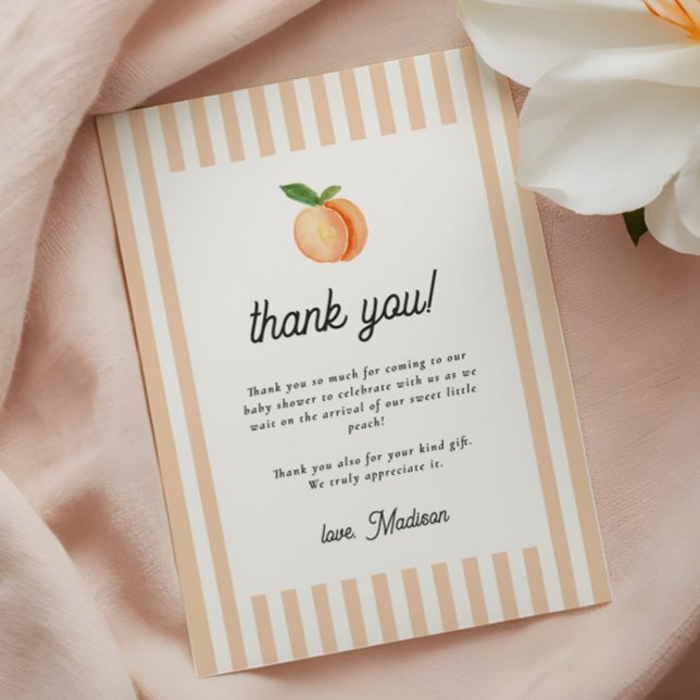 Sweet Little Peach Baby Shower Thank You Card (Creator Uploaded)