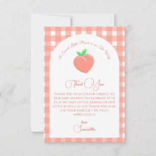 Sweet Little Peach Baby Shower Thank You Card