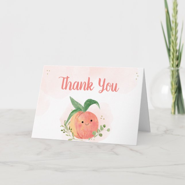 Sweet Little Peach Baby Shower Thank You Card (Front)