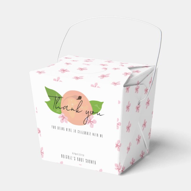 Sweet little Peach Baby Shower "Thank you" Favour Box (Front Side)