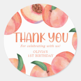 Sweet Little Peach Birthday Thank you Classic Round Sticker
