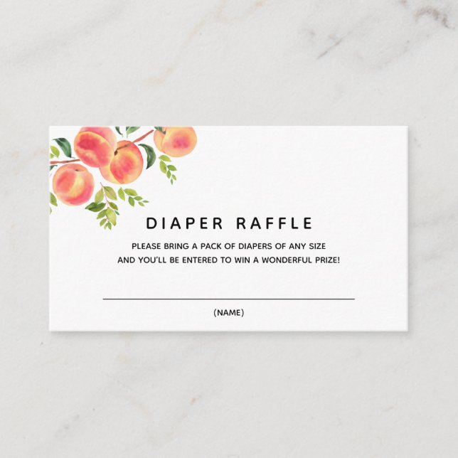 Sweet Little Peach Diaper Raffle insert card (Front)