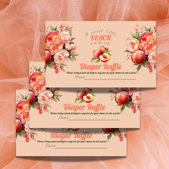 Sweet Little Peach Floral Baby Shower Diaper Game Enclosure Card (Creator Uploaded)