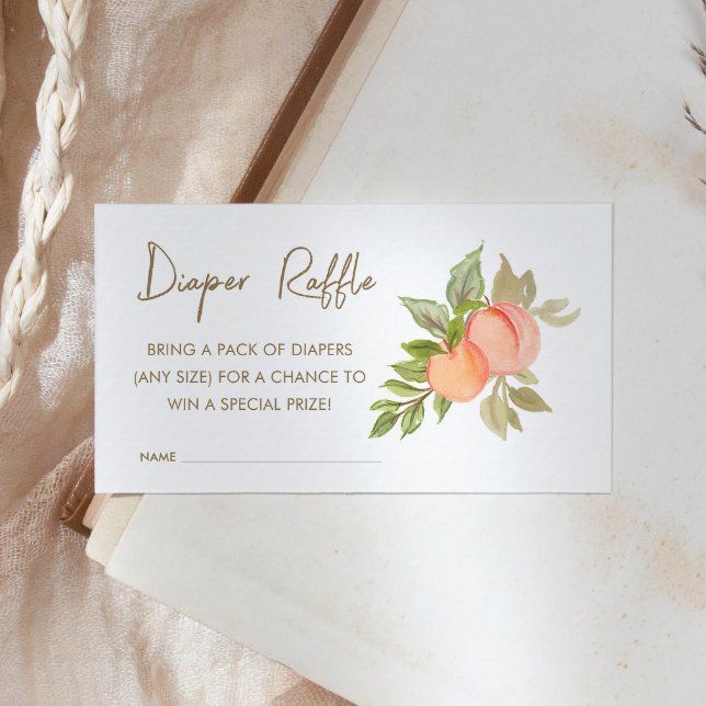 Sweet Little Peach Fruit Baby Shower Diaper Raffle Enclosure Card (Creator Uploaded)