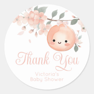 Sweet Little Peach Girl Baby Shower Classic Round Sticker