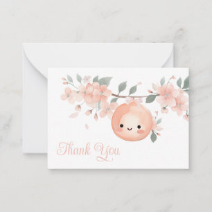 Sweet Little Peach Girl Baby Shower Thank You Card