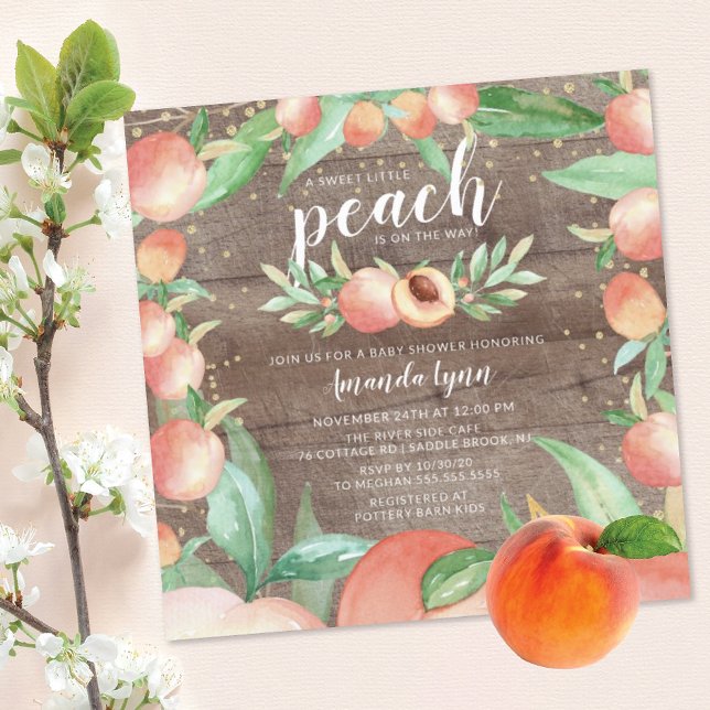 Sweet Little Peach Girls Baby Shower  Invitation (Creator Uploaded)