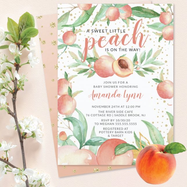 Sweet Little Peach Girls Baby Shower  Invitation (Creator Uploaded)