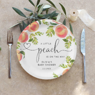 Sweet little peach is on the way baby shower paper plate