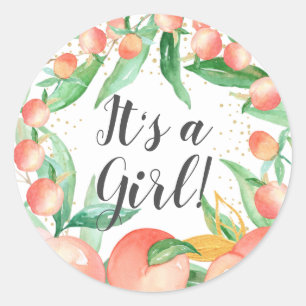 Sweet Little Peach It' a Girl Favour Sticker