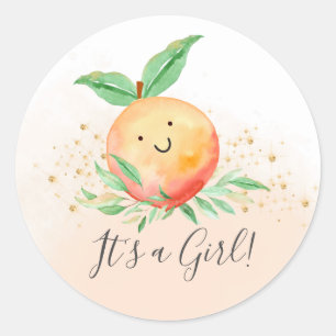 Sweet Little Peach It' a Girl Favour Sticker