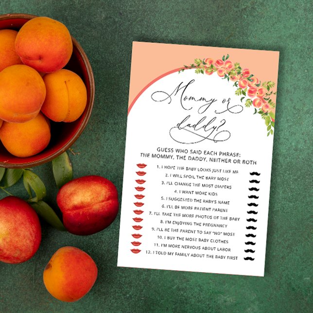 Sweet Little Peach Mummy or Daddy Baby Shower Game (Creator Uploaded)